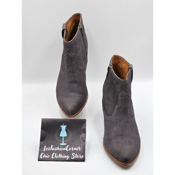 Frye Women's Gray Nubuck Leather Rory Western Ankle Zip Bootie Size 10M 2325 - Picture 2 of 16